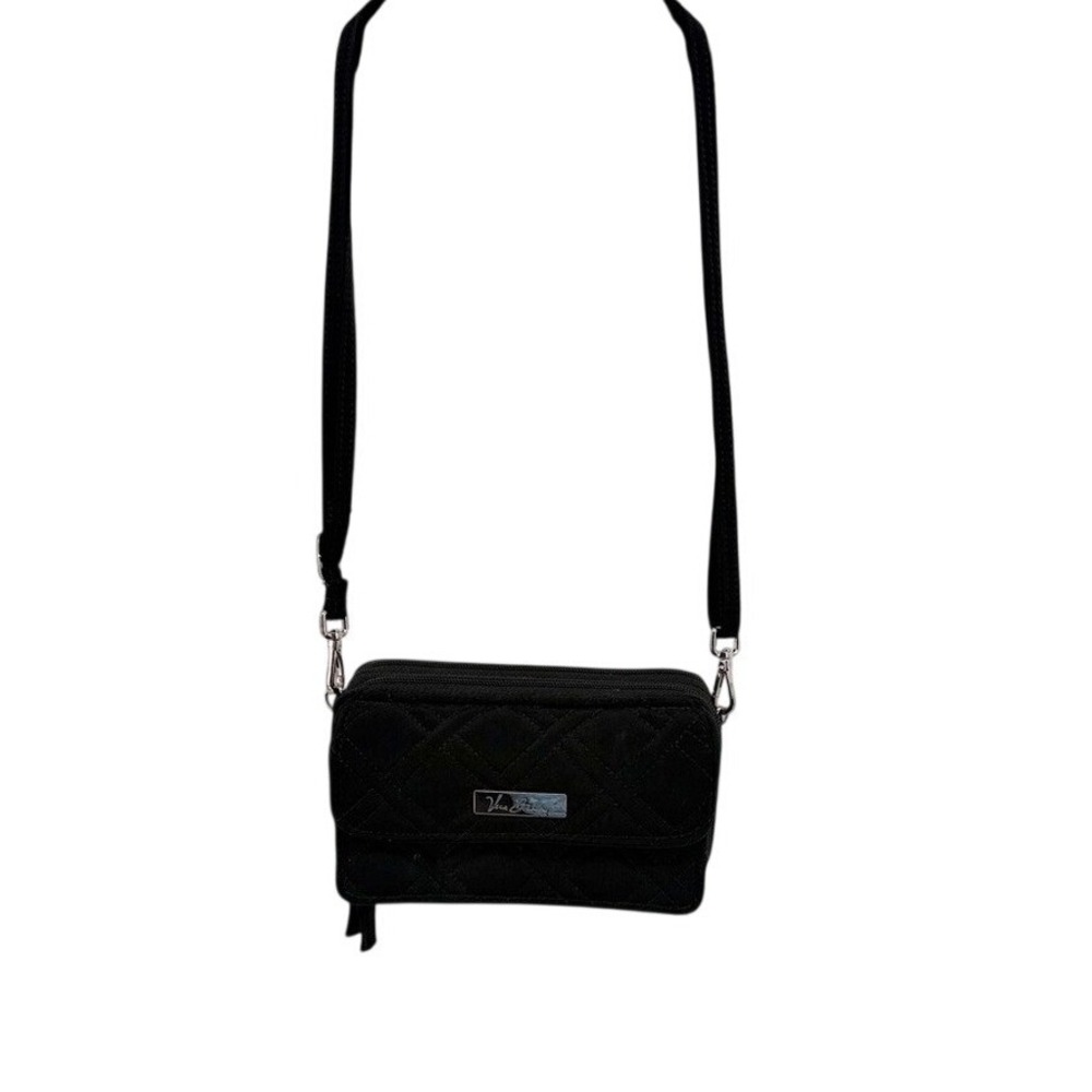 Vera Bradley Black Quilted Moonbeam Crossbody Wallet Bag Organizer Purse
